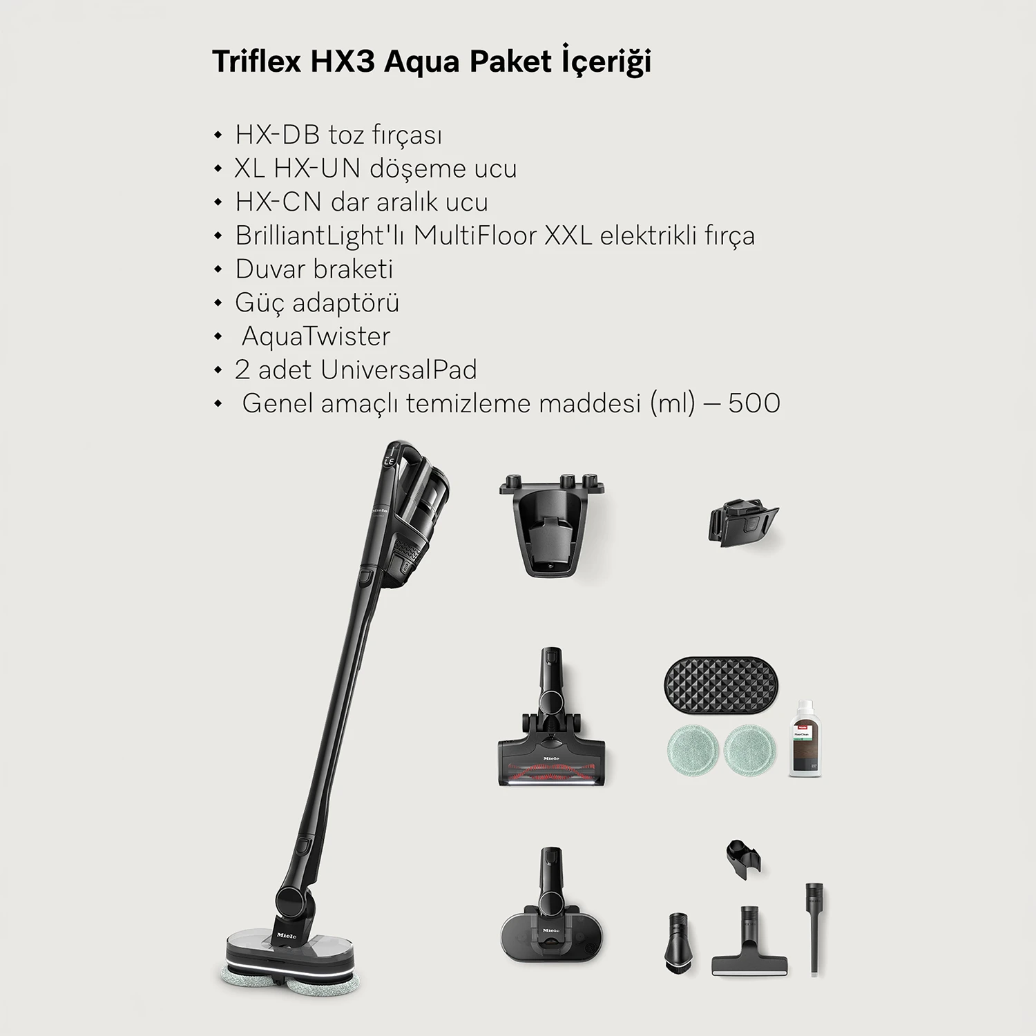 Miele Triflex HX3 Aqua - Şarjlı Dik Süpürge